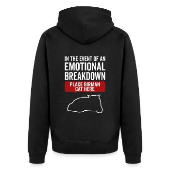 Emotional - Birman Cat - Unisex Premium Organic Zip Hoodie - black - Back - Nico (187cm)