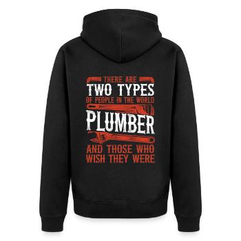 Plumbing Plumber Vintage There Are - Unisex Premium Organic Zip Hoodie - black - Back - Nico (187cm)
