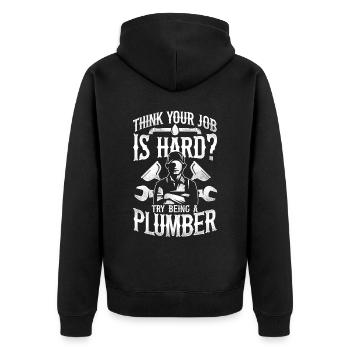 Plombier Plombier Vintage Pensez - Veste à capuche bio Premium Unisexe - noir - Dos - Nico (187cm)