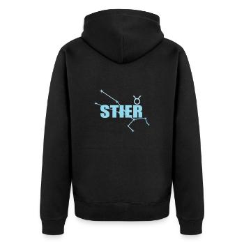 Stier Sternzeichen Taurus Sternbild - Unisex Premium Bio Zip Hoodie - Schwarz - Hinten - Nico (187cm)