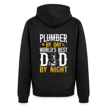 Plumbing Plumber Dad Vintage - Unisex Premium Organic Zip Hoodie - black - Back - Nico (187cm)