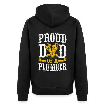 Plumbing Plumber Dad Vintage Proud - Unisex Premium Organic Zip Hoodie - black - Back - Nico (187cm)