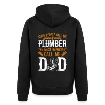 Plumbing Plumber Dad Vintage Some - Unisex Premium Organic Zip Hoodie - black - Back - Nico (187cm)