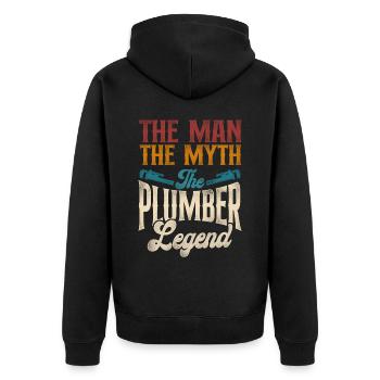 Plumbing Plumber Dad Vintage Retro - Unisex Premium Organic Zip Hoodie - black - Back - Nico (187cm)