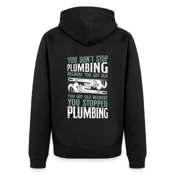 Plumbing Plumber Retired Vintage - Unisex Premium Organic Zip Hoodie - black - Back - Nico (187cm)