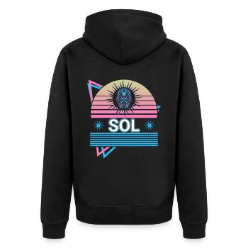 Sol Gott Sonne Antike römische Mythologie Retro - Unisex Premium Bio Zip Hoodie - Schwarz - Hinten - Nico (187cm)