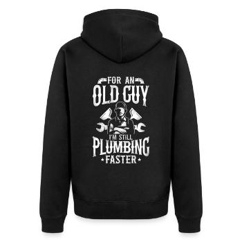 Plumbing Plumber Grandpa Retired - Unisex Premium Organic Zip Hoodie - black - Back - Nico (187cm)