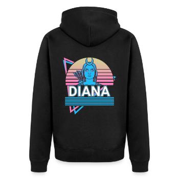 Diana Déesse Ancienne Mythologie Romaine Rétro - Veste à capuche bio Premium Unisexe - noir - Dos - Nico (187cm)