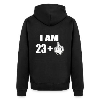 24 Geburtstag - Unisex Premium Bio Zip Hoodie - Schwarz - Hinten - Nico (187cm)
