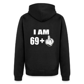 70th birthday - Unisex Premium Organic Zip Hoodie - black - Back - Nico (187cm)