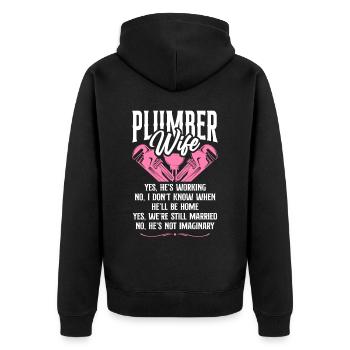 Plumbing Plumber Wife Plumber Wife - Unisex Premium Bio Zip Hoodie - Schwarz - Hinten - Nico (187cm)