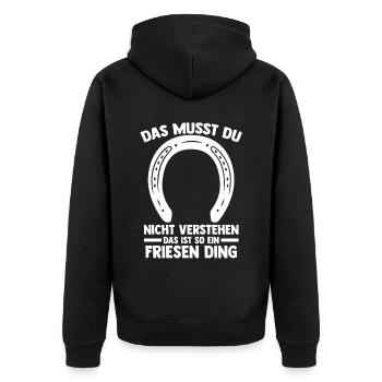 Pferd Reitsport Reiten Pferdesport Friese - Unisex Premium Bio Zip Hoodie - Schwarz - Hinten - Nico (187cm)