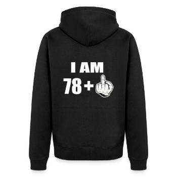 79th birthday - Unisex Premium Organic Zip Hoodie - black - Back - Nico (187cm)