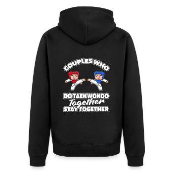 Taekwondo Pair - Unisex Premium Organic Zip Hoodie - black - Back - Nico (187cm)