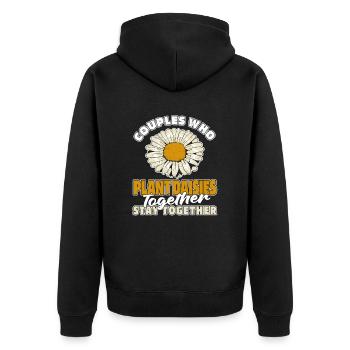 Goose Flower Daisy Pair - Unisex Premium Organic Zip Hoodie - black - Back - Nico (187cm)