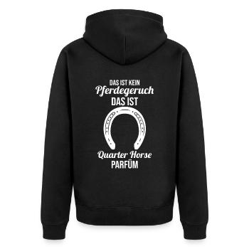 Pferd Reitsport Reiten Pferdesport Quarter Horse - Unisex Premium Bio Zip Hoodie - Schwarz - Hinten - Nico (187cm)