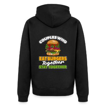 Burger Hamburger Paar - Unisex Premium Bio Zip Hoodie - Schwarz - Hinten - Nico (187cm)