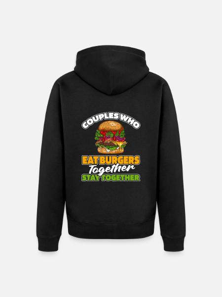 Burger Hamburger Paar - Unisex Premium Organic Zip Hoodie - black