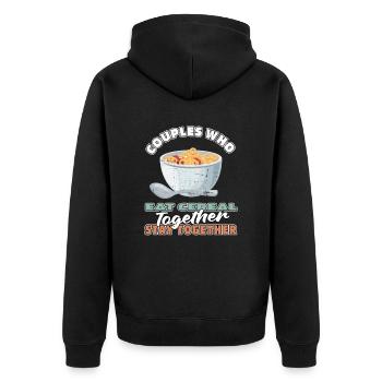 Frühstück Müsli Cereal Paar - Unisex Premium Bio Zip Hoodie - Schwarz - Hinten - Nico (187cm)