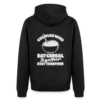 Frühstück Müsli Cereal Paar - Unisex Premium Bio Zip Hoodie - Schwarz - Hinten - Nico (187cm)