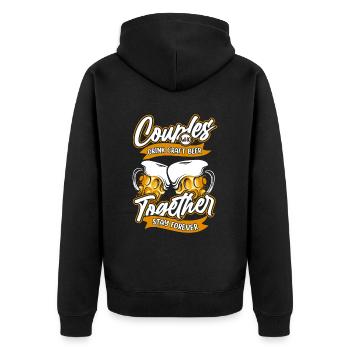 Craft Beer Bier Craftbier Paar - Unisex Premium Bio Zip Hoodie - Schwarz - Hinten - Nico (187cm)