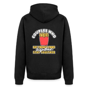 French fries fries pair - Unisex Premium Organic Zip Hoodie - black - Back - Nico (187cm)