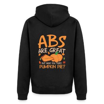 ABS Are Great But Have You Tried Pumpkin Pie? - Unisex Premium Bio Zip Hoodie - Schwarz - Hinten - Nico (187cm)