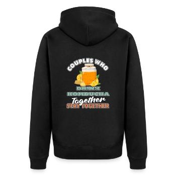 Kombucha Paar - Unisex Premium Bio Zip Hoodie - Schwarz - Hinten - Nico (187cm)