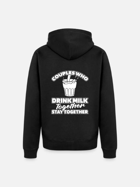 Cow Milk Pair - Unisex Premium Organic Zip Hoodie - black