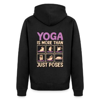 Yoga Is More Than Just Poses Mops Hund - Unisex Premium Bio Zip Hoodie - Schwarz - Hinten - Nico (187cm)