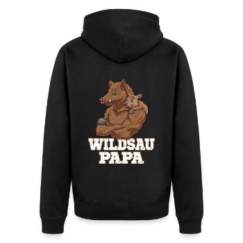 Wildschwein Vatertag Papa Vater und Baby - Unisex Premium Bio Zip Hoodie - Schwarz - Hinten - Nico (187cm)