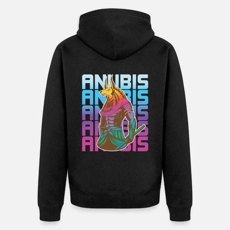 Dieu égyptien Anubis Egypte - Veste à capuche bio Premium Unisexe - noir
