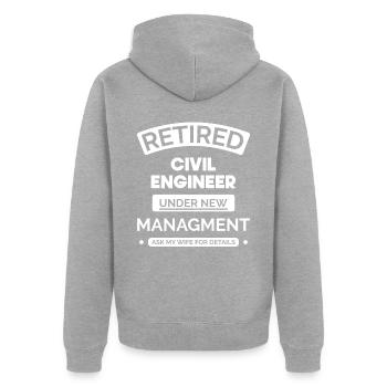 Retired civil engineer - Unisex Premium Organic Zip Hoodie - heather grey - Back - Nico (187cm)