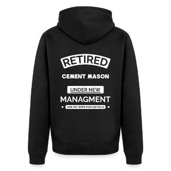 Zementmaurer im Ruhestand - Unisex Premium Bio Zip Hoodie - Schwarz - Hinten - Nico (187cm)