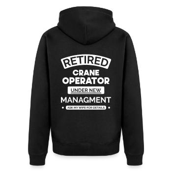 Crain Operator im Ruhestand - Unisex Premium Bio Zip Hoodie - Schwarz - Hinten - Nico (187cm)