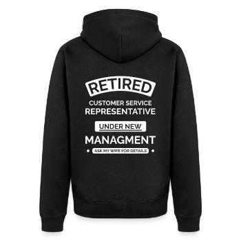Retired Customer Service Representative - Unisex Premium Organic Zip Hoodie - black - Back - Nico (187cm)