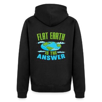 Flache Erde ist die Antwort Verschwörungstheorie - Unisex Premium Bio Zip Hoodie - Schwarz - Hinten - Nico (187cm)