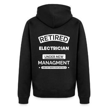 Elektriker im Ruhestand - Unisex Premium Bio Zip Hoodie - Schwarz - Hinten - Nico (187cm)