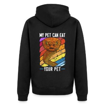 Mein Haustier kann Ihren Haustierschlangenschlangensammler essen - Unisex Premium Bio Zip Hoodie - Schwarz - Hinten - Nico (187cm)