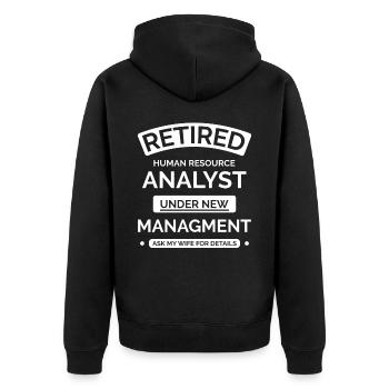 Analyst Human Resources Retirement - Unisex Premium Organic Zip Hoodie - black - Back - Nico (187cm)