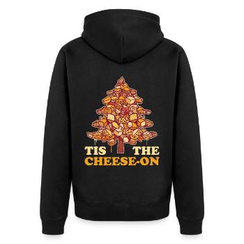 Cheesy Christmas Weihnachtsessen Geschenk - Unisex Premium Bio Zip Hoodie - Schwarz - Hinten - Nico (187cm)