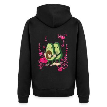 vegan Avocado Mama Papa Baby - Unisex Premium Bio Zip Hoodie - Schwarz - Hinten - Nico (187cm)
