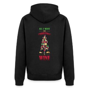 Christmas Wine Weihnachtsessen Geschenk - Unisex Premium Bio Zip Hoodie - Schwarz - Hinten - Nico (187cm)