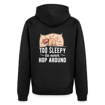 Le lapin fatigué dort au lit la nuit - Veste à capuche bio Premium Unisexe - noir - Dos - Nico (187cm)
