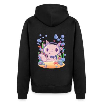 Axolotl gambles underwater - Unisex Premium Organic Zip Hoodie - black - Back - Nico (187cm)