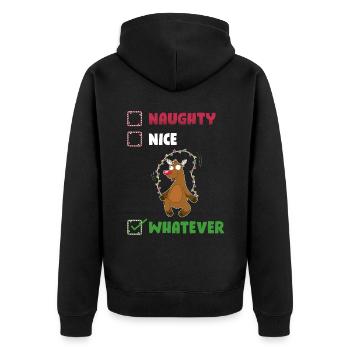 Naughty Nice Whatever Unartig oder nett Geschenk - Unisex Premium Bio Zip Hoodie - Schwarz - Hinten - Nico (187cm)