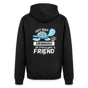 Turtle - Unisex Premium Organic Zip Hoodie - black - Back - Nico (187cm)