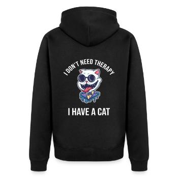 I Don't Need Therapy I Have A Cat - Unisex Premium Organic Zip Hoodie - black - Back - Nico (187cm)