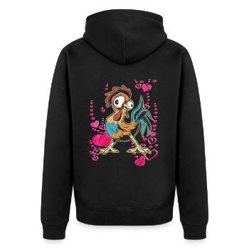 cool rooster - Unisex Premium Organic Zip Hoodie - black - Back - Nico (187cm)