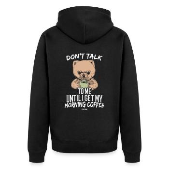 funny saying bad mood coffee - Unisex Premium Organic Zip Hoodie - black - Back - Nico (187cm)